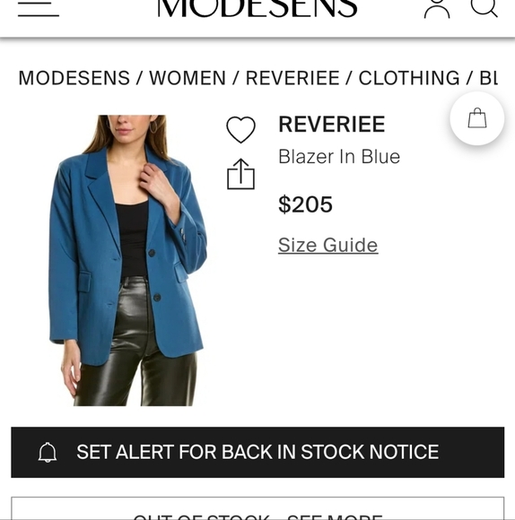 Reveriee Blue Button Front Blazer Brand New Size Small - Picture 11 of 12